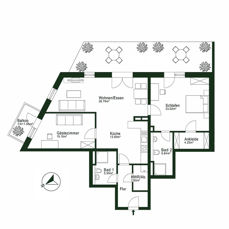 Grundriss Penthouse (23+24)